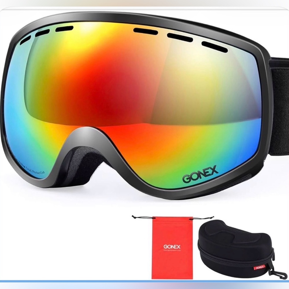 Gonex Black Kids Ski Goggles - Rainbow Lens